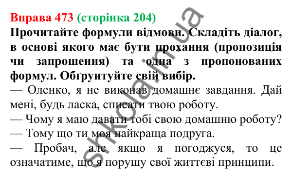 Відповідь до вправи 473, сторінка 204 - ГДЗ Українська мова 5 клас Голуб 2022
