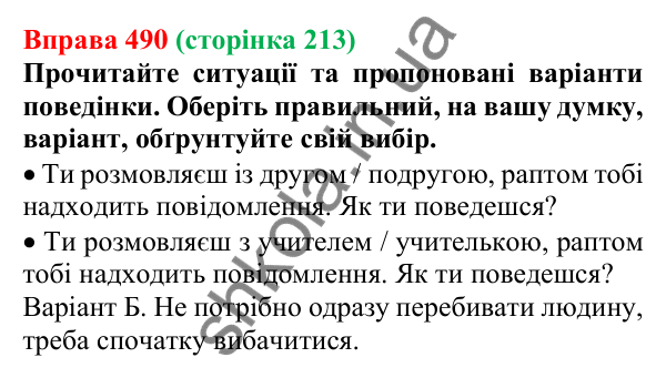 Відповідь до вправи 490, сторінка 213 - ГДЗ Українська мова 5 клас Голуб 2022