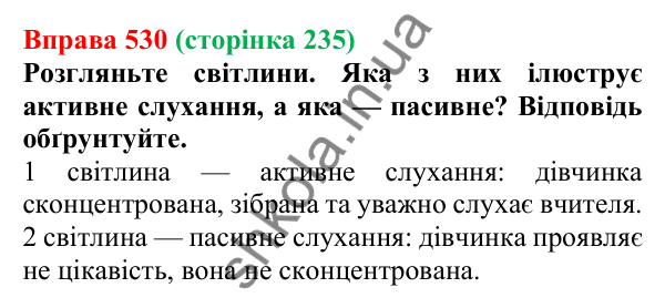 Відповідь до вправи 530, сторінка 235 - ГДЗ Українська мова 5 клас Голуб 2022