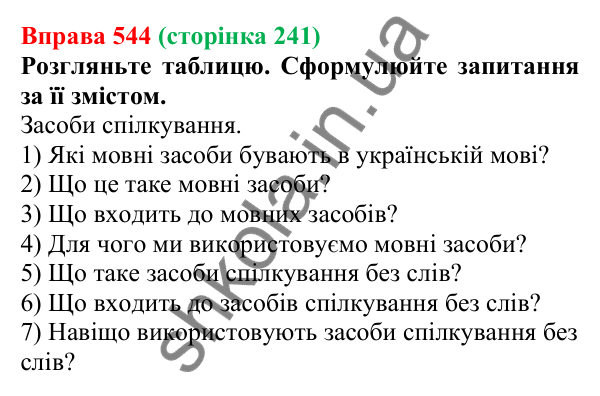 Відповідь до вправи 544, сторінка 241 - ГДЗ Українська мова 5 клас Голуб 2022