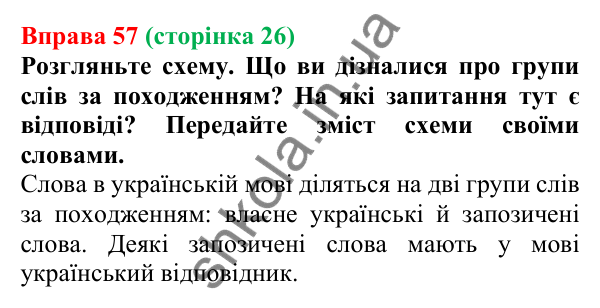Відповідь до вправи 57, сторінка 26 - ГДЗ Українська мова 5 клас Голуб 2022