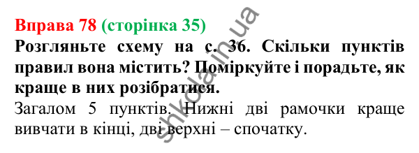 Відповідь до вправи 78, сторінка 35 - ГДЗ Українська мова 5 клас Голуб 2022