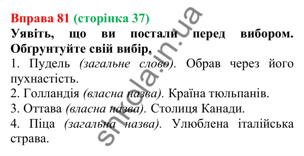 Відповідь до вправи 81, сторінка 37 - ГДЗ Українська мова 5 клас Голуб 2022
