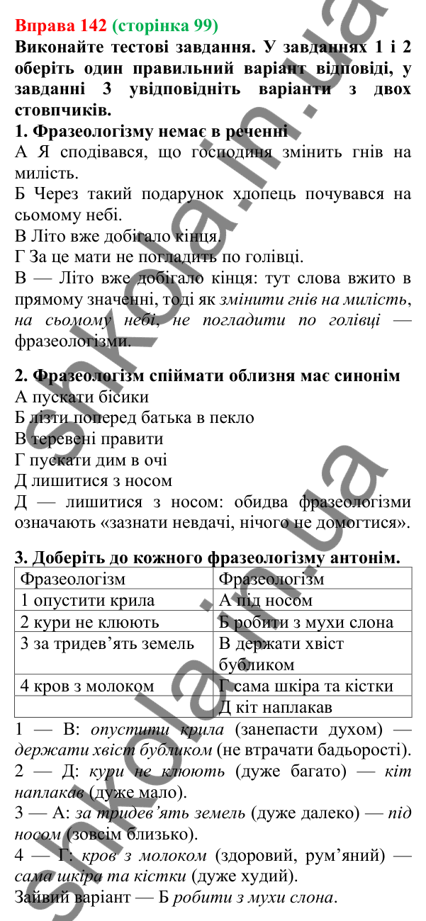 Відповідь до вправи 142, сторінка 99 - ГДЗ Українська мова 5 клас Літвінова 2022