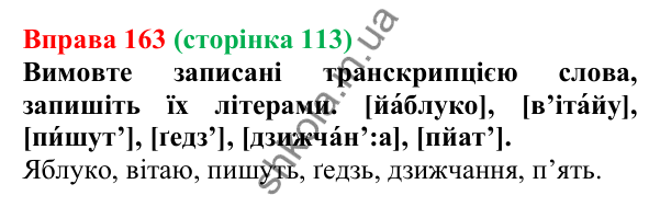 Відповідь до вправи 163, сторінка 113 - ГДЗ Українська мова 5 клас Літвінова 2022