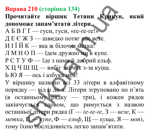 Відповідь до вправи 210, сторінка 134 - ГДЗ Українська мова 5 клас Літвінова 2022