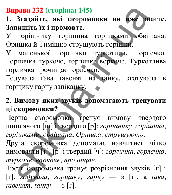 Відповідь до вправи 232, сторінка 145 - ГДЗ Українська мова 5 клас Літвінова 2022