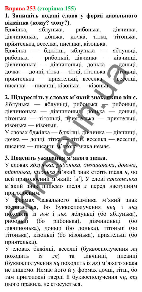 Відповідь до вправи 253, сторінка 155 - ГДЗ Українська мова 5 клас Літвінова 2022