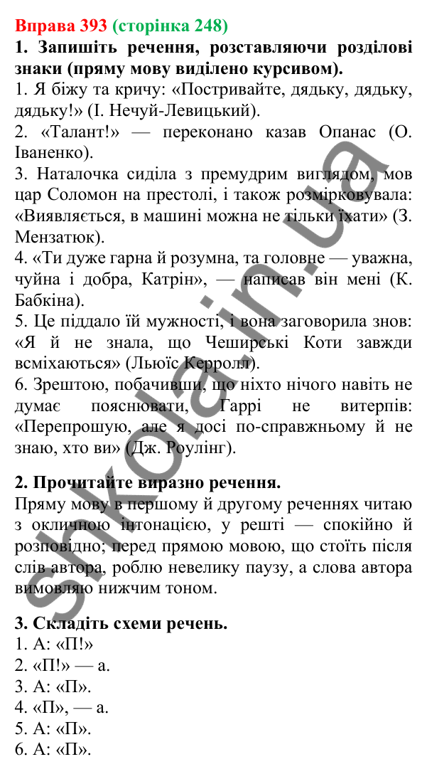 Відповідь до вправи 393, сторінка 248 - ГДЗ Українська мова 5 клас Літвінова 2022