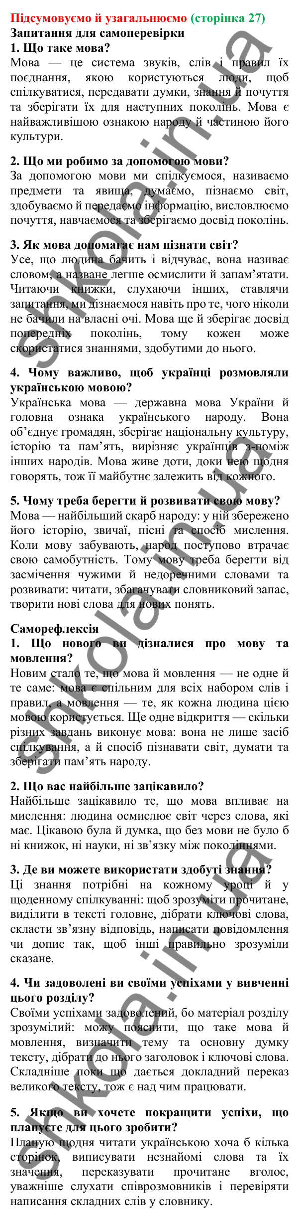 Підсумовуємо й узагальнюємо (сторінка 27) - ГДЗ Українська мова 5 клас Літвінова 2022
