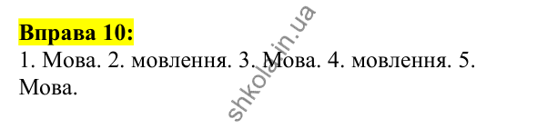 Відповідь до вправи 10, сторінка 10 - ГДЗ Українська мова 5 клас Ворон 2022