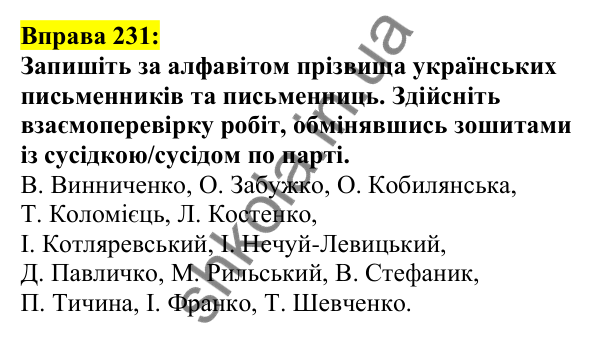 Відповідь до вправи 231, сторінка 128 - ГДЗ Українська мова 5 клас Ворон 2022