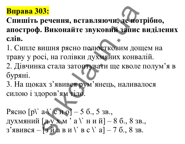 Відповідь до вправи 303, сторінка 158 - ГДЗ Українська мова 5 клас Ворон 2022