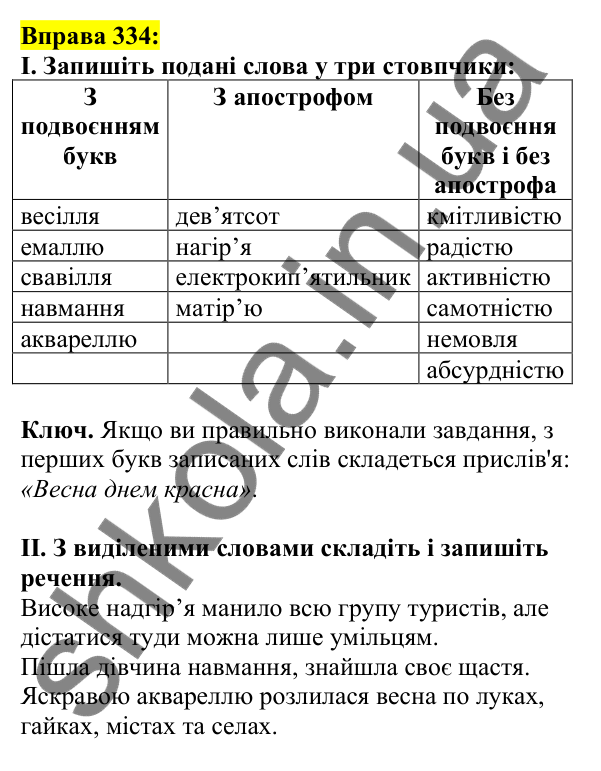 Відповідь до вправи 334, сторінка 169 - ГДЗ Українська мова 5 клас Ворон 2022