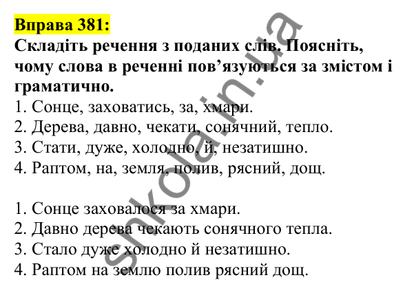 Відповідь до вправи 381, сторінка 186 - ГДЗ Українська мова 5 клас Ворон 2022