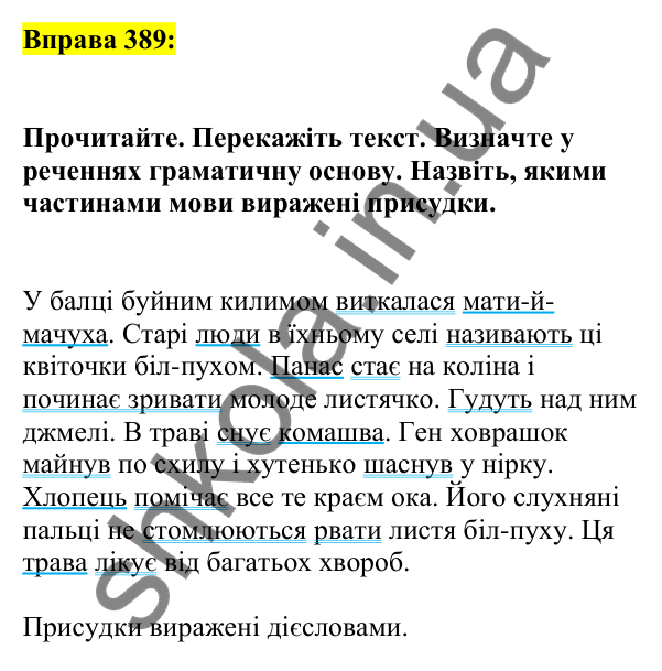 Відповідь до вправи 389, сторінка 189 - ГДЗ Українська мова 5 клас Ворон 2022