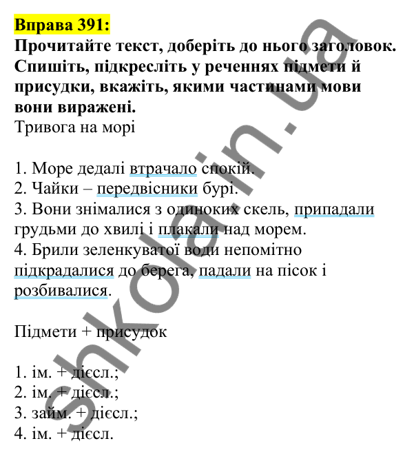 Відповідь до вправи 391, сторінка 189 - ГДЗ Українська мова 5 клас Ворон 2022