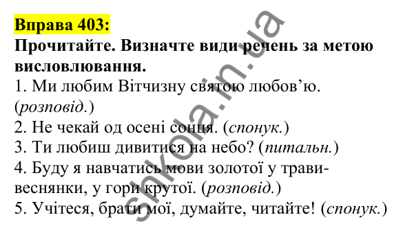 Відповідь до вправи 403, сторінка 194 - ГДЗ Українська мова 5 клас Ворон 2022