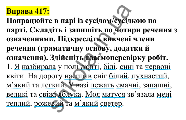 Відповідь до вправи 417, сторінка 199 - ГДЗ Українська мова 5 клас Ворон 2022