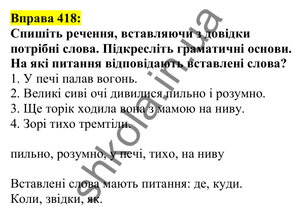 Відповідь до вправи 418, сторінка 199 - ГДЗ Українська мова 5 клас Ворон 2022