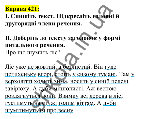 Відповідь до вправи 421, сторінка 200 - ГДЗ Українська мова 5 клас Ворон 2022