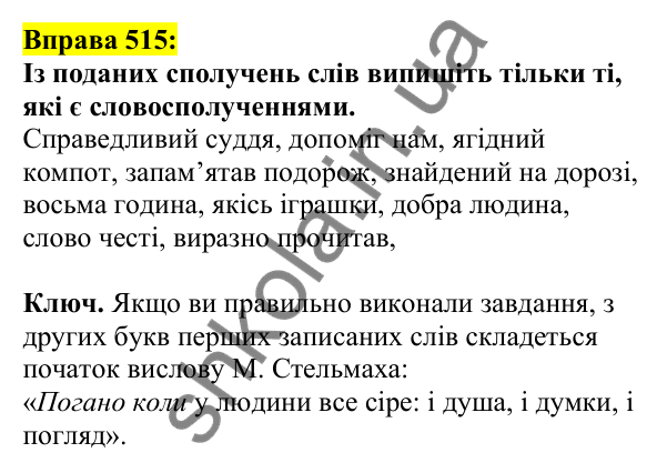 Відповідь до вправи 515, сторінка 249 - ГДЗ Українська мова 5 клас Ворон 2022