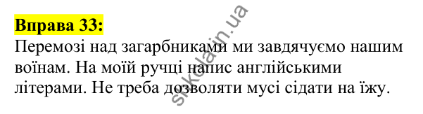 Відповідь до вправи 33, сторінка 28 - ГДЗ Українська мова 5 клас Ворон 2022