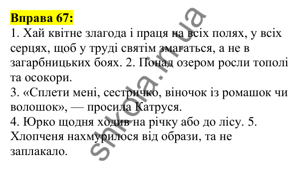 Відповідь до вправи 67, сторінка 41 - ГДЗ Українська мова 5 клас Ворон 2022