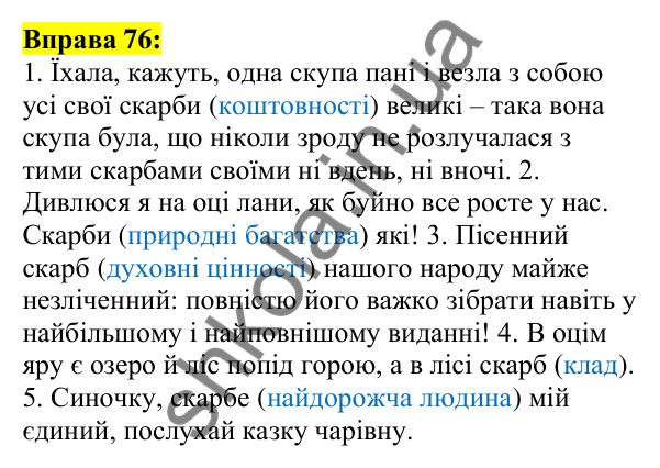 Відповідь до вправи 76, сторінка 48 - ГДЗ Українська мова 5 клас Ворон 2022