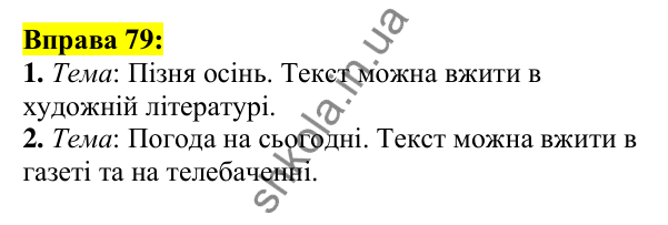 Відповідь до вправи 79, сторінка 50 - ГДЗ Українська мова 5 клас Ворон 2022