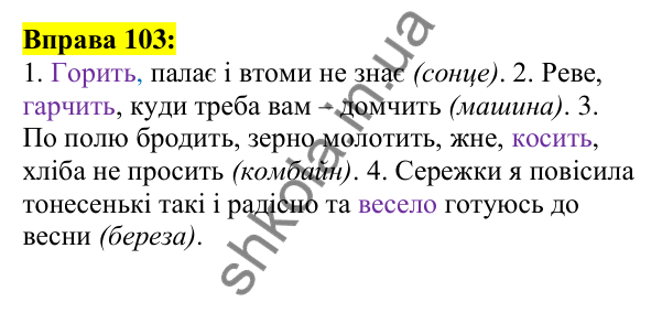 Відповідь до вправи 103, сторінка 64 - ГДЗ Українська мова 5 клас Ворон 2022