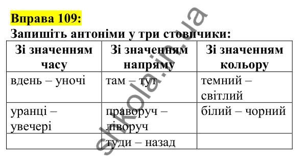 Відповідь до вправи 109, сторінка 67 - ГДЗ Українська мова 5 клас Ворон 2022