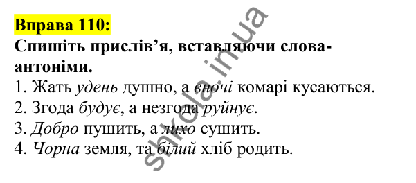 Відповідь до вправи 110, сторінка 67 - ГДЗ Українська мова 5 клас Ворон 2022
