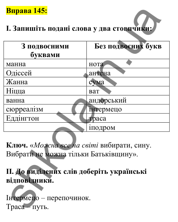Відповідь до вправи 145, сторінка 83 - ГДЗ Українська мова 5 клас Ворон 2022