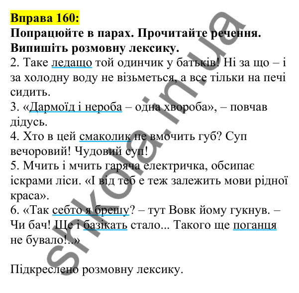 Відповідь до вправи 160, сторінка 92 - ГДЗ Українська мова 5 клас Ворон 2022