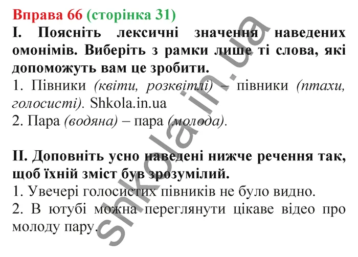 Відповідь до вправи № 66 - ГДЗ Українська мова 5 клас Заболотний 2022