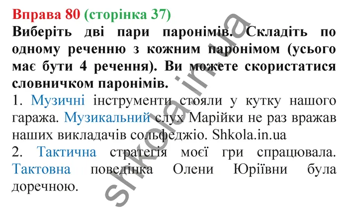 Відповідь до вправи № 80 - ГДЗ Українська мова 5 клас Заболотний 2022