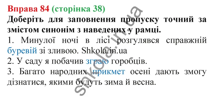 Відповідь до вправи № 84 - ГДЗ Українська мова 5 клас Заболотний 2022