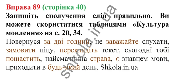 Відповідь до вправи № 89 - ГДЗ Українська мова 5 клас Заболотний 2022