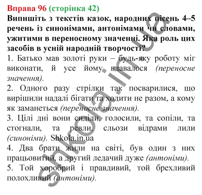 Відповідь до вправи № 96 - ГДЗ Українська мова 5 клас Заболотний 2022