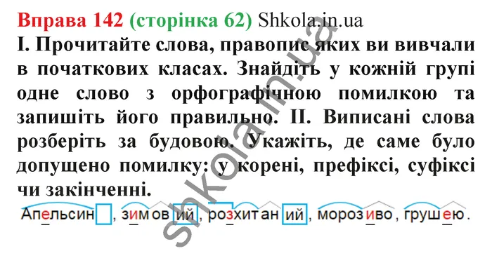 Відповідь до вправи № 142 - ГДЗ Українська мова 5 клас Заболотний 2022