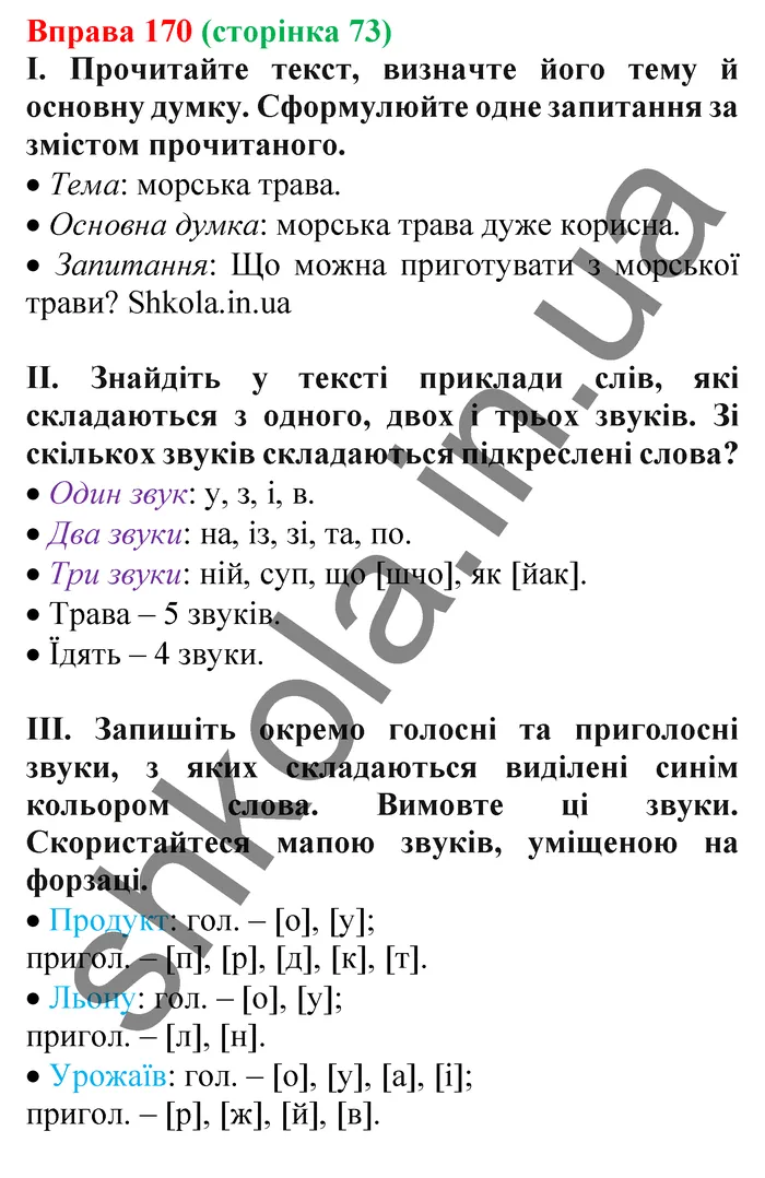 Відповідь до вправи № 170 - ГДЗ Українська мова 5 клас Заболотний 2022