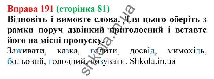 Відповідь до вправи № 191 - ГДЗ Українська мова 5 клас Заболотний 2022