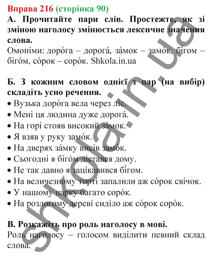 Відповідь до вправи № 216 - ГДЗ Українська мова 5 клас Заболотний 2022