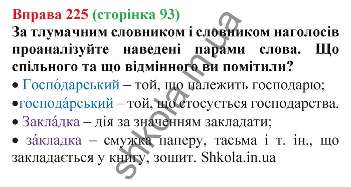 Відповідь до вправи № 225 - ГДЗ Українська мова 5 клас Заболотний 2022