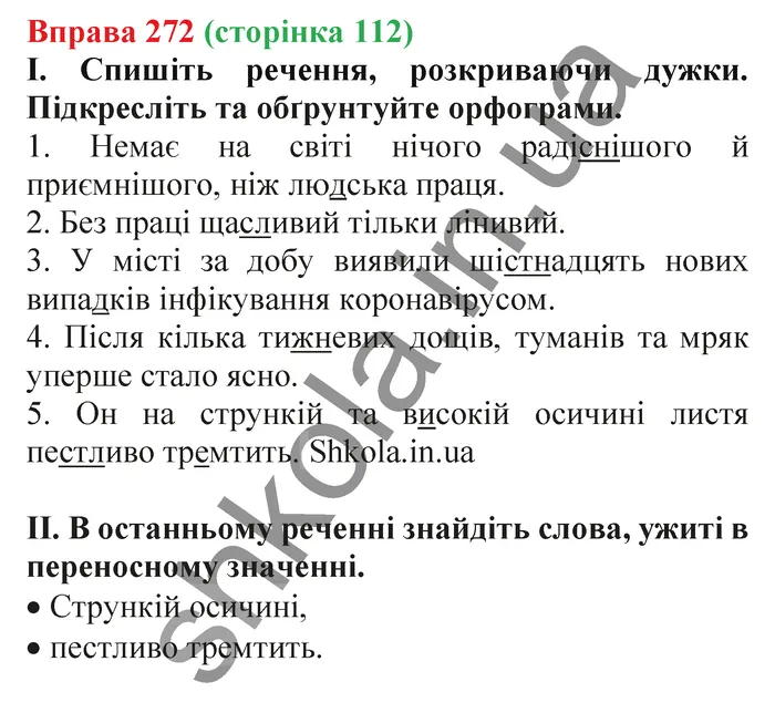 Відповідь до вправи № 272 - ГДЗ Українська мова 5 клас Заболотний 2022