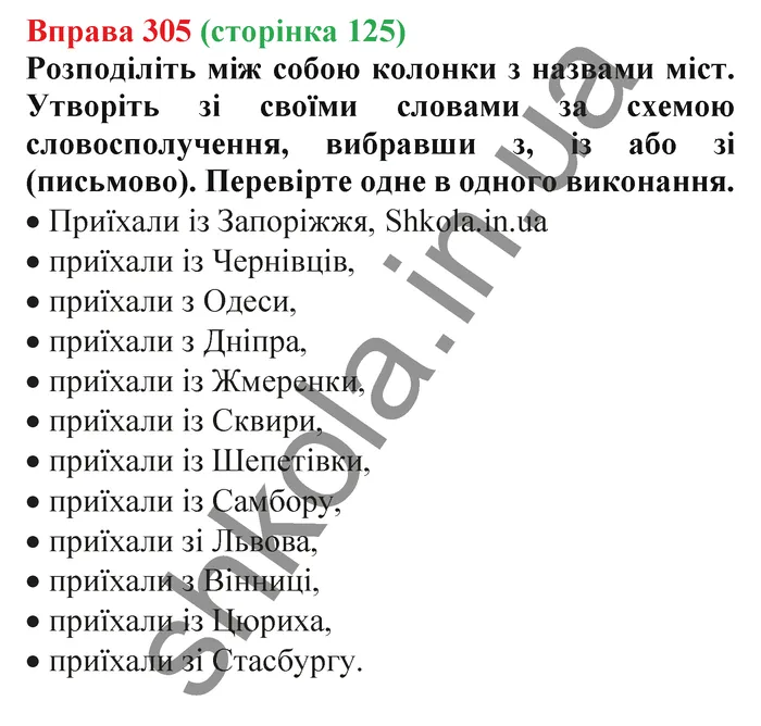 Відповідь до вправи № 305 - ГДЗ Українська мова 5 клас Заболотний 2022