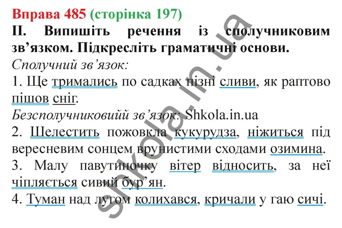 Відповідь до вправи № 485 - ГДЗ Українська мова 5 клас Заболотний 2022