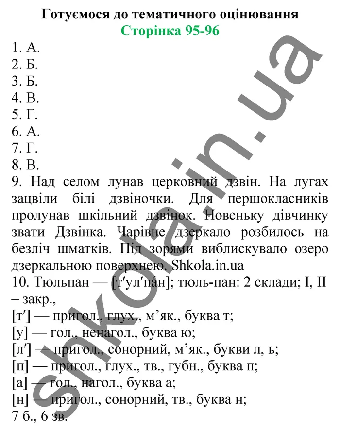 Відповіді до завдань Готуємося до тематичного оцінювання Сторінка 95-96 - ГДЗ Українська мова 5 клас Заболотний 2022