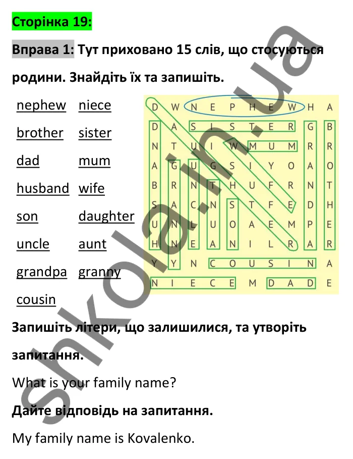 Відповідь до вправи 1, сторінка 19 - ГДЗ Робочий зошит Англійська мова 6 клас Карпюк 2023